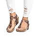 FISACE Womens Braided Mid High Wedge Sandals Casual T-Strap Wedge Heel Sandal Shoes