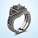 Caperci 2.0ct Black CZ Diamond Wedding Engagement Ring Bridal Set Princess Cut Black 925 Sterling Silver