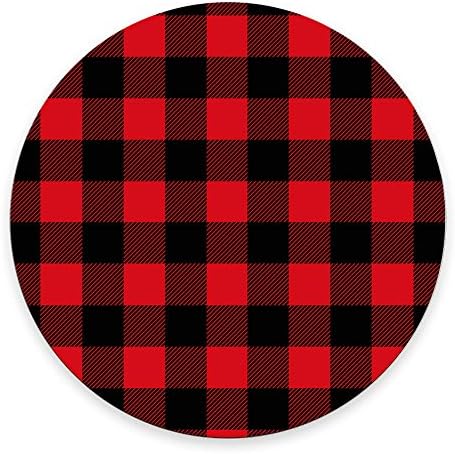 Black and Red Buffalo Check Plaids Round Mouse Pad 7.87"X7.87" 20CM