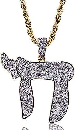 AOVR Hip Hop Cuban Link Chain 14k Gold Silver Plated CZ Crystal Fully Iced-Out Plug Pendant