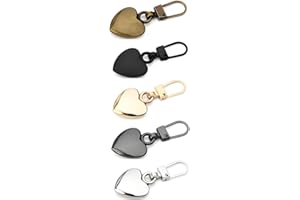 5Pcs Heart-Shaped Zipper Pulls Replacement Kit, Cute Detachable Zipper Accessories for Jackets, Luggage, Bags and Pants Repai