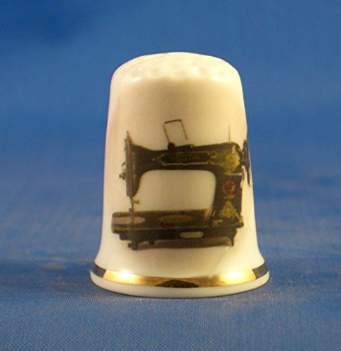 Porcelain China Collectable Thimble - Vintage Vesta Sewing Machine -- Free Gift Box