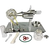 Qing Shuang Stirling Engine steam Engine Physics Experiment Popular Science Invention Toy Model Motor Model Educational Toy Generator Colorful LED, Silver, LxWxH 6.45&times;3.3&times;3.8