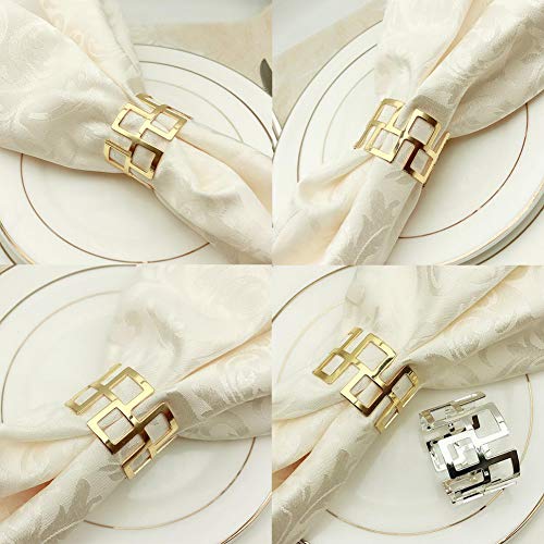 LogHog Napkin Rings Set of 12 -Golden Napkins Holder Rings,Ideal Table Decoration fo Wedding Banquet Daily Dinner Party Decor Favor(Hollow-Out Style 2)
