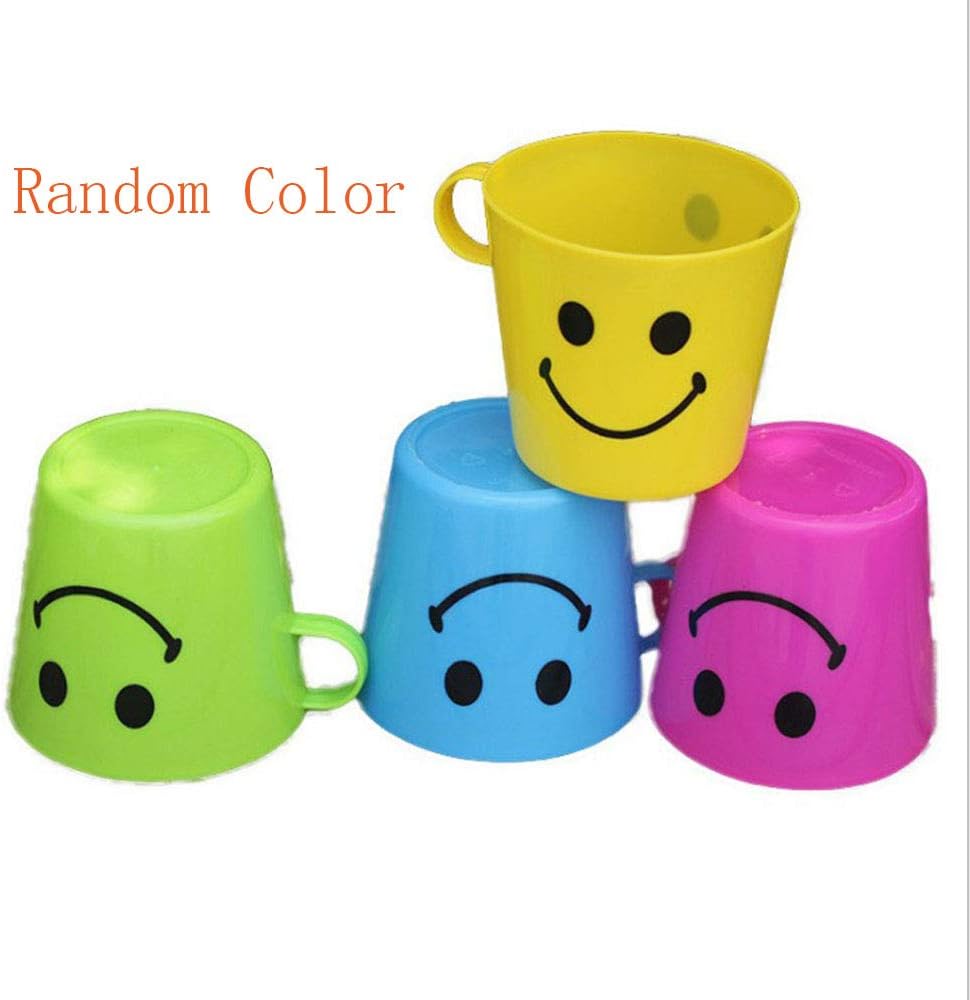 Eyourlife 6 X Childrens Smiley Face Plastic Cups Mugs Beakers Set With Handle Kids Fun