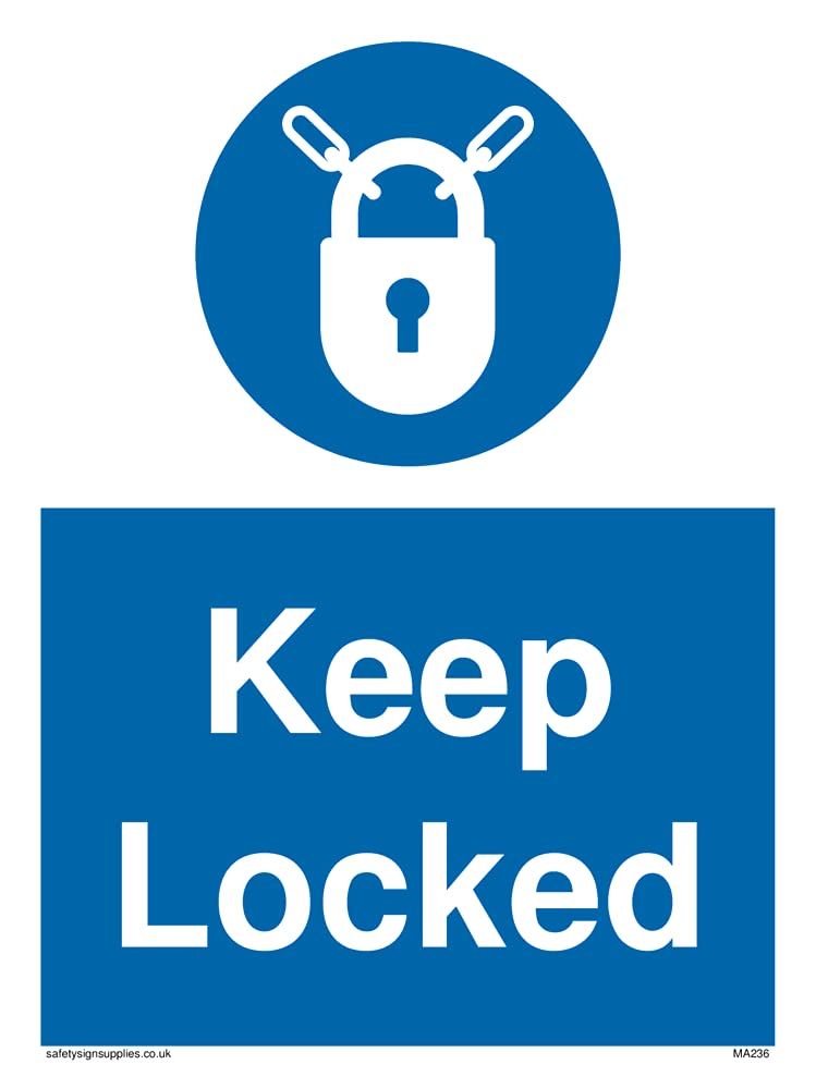 Pack of five - keep locked Sign - 150x200mm - A5P