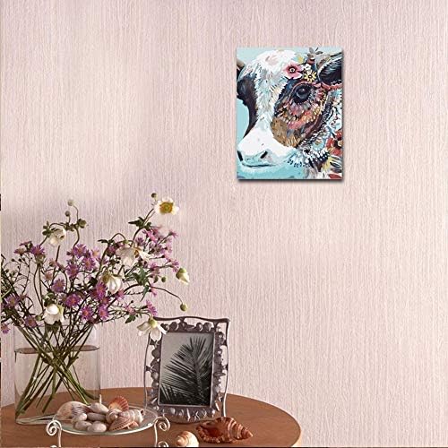 抽象的なオイルキャンバス動物cuadros Decoracionアクリルウォールアートホームデコレーションにペイント数字でカラフルな牛 Diyの絵画 数字で描くdiy油絵 B08bzlddpp 1 842円