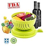 Salad Cutter Bowl,Cut Vegetables And Fruit Salads Easy, Salad Ready in 60 Seconds(all green)