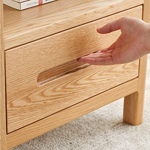 Murong Solid Oak Bedside Table Light Oak Modern Bedside Wooden Nightstand End Lamp Table