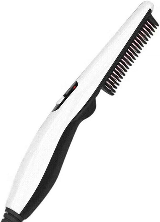 ZOMOZA Men's All in One Electric Hair Styler Sideburns Mustache Comb Beard Straightener for Men and Women (White)