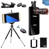 EEEKit 4in1 Photo Kit for Samsung Galaxy S7 S7 Edge iPhone 6S Plus SE,Tripod,8X Telescope Lens,Bluetooth Remote Control,Marco Wide Angle FishEye Lens