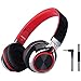 FOSTO Headphones, FT58 Stereo Foldable Headset Strong Low Bass Headphones with Microphone for iPhone, All Android Smartphones, PC, Laptop, Mp3/mp4, Tablet Earphones（Red