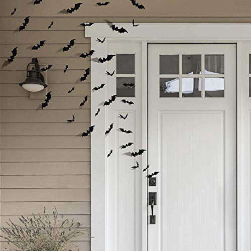 Trubetter 48pcs DIY Halloween Party Supplies PVC 3D Decorative Scary Bats Wall Decal Wall Sticker, Halloween Eve Decor Home Window Decoration Set, Black - Thumbnail 2