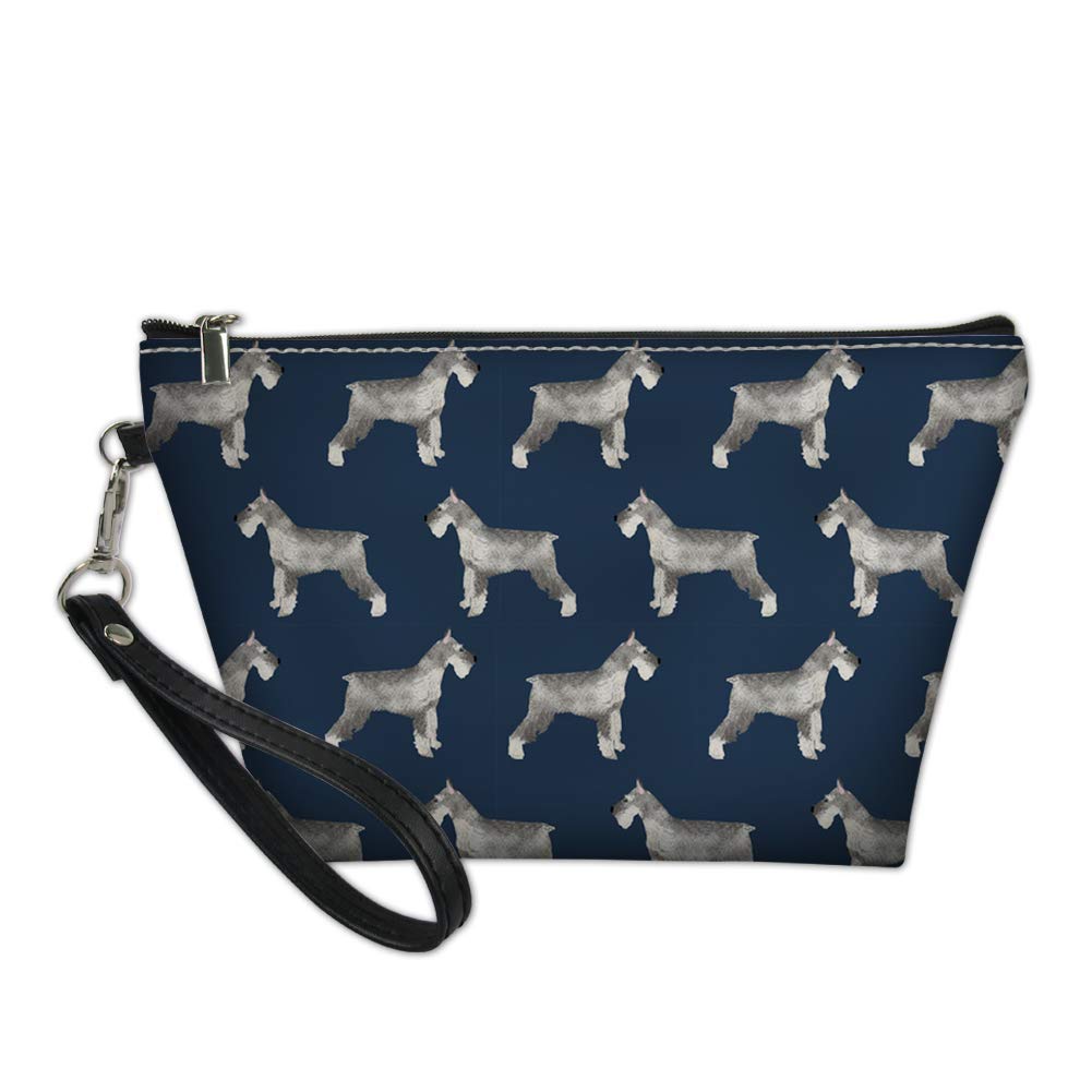 MODEGA Women Cosmetic Bag Case Toiletry Makeup Bag for Travel Schnauzer Print Blue