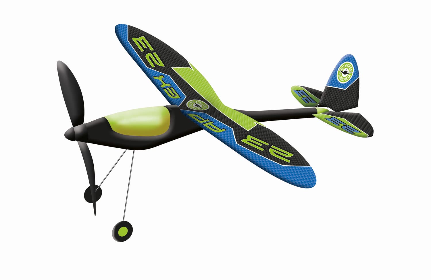 Paul Günther Apex 1658 High Performance Aircraft with Power Rubber Engine, Foil-Covered Spring Steel Frame, Flight Range up to 100 m, Approx. 49 x 50 cm, for Children from 8 Years