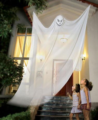 White Giant Outside Scary Halloween Prop or Inside Hanging 7 Feet Angry Ghost