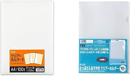 Amazon プラス クリアファイル クリアホルダー E 100枚 0 18mm 透明 乳白 クリアー Fl 270ho 138 プラス クリアホルダー たっぷり入るマチ付 10枚 Fl 1ho 149 クリアホルダー 文房具 オフィス用品
