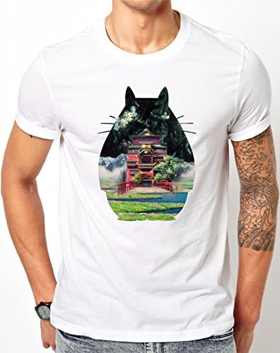 MerchDistributor Merch Distributor Totoro and Studio Ghibli Scenes Silhouette White Tshirt