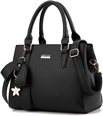 MSXUAN Fashion Leather PU Handbags Classic Shoulder Bag For Women (L005-Black)