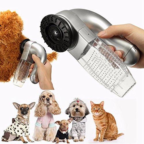 Fabal Cat Dog Pet Hair Fur Remover Shedd Grooming Brush Comb Vacuum Cleaner Trimmer (Silver)