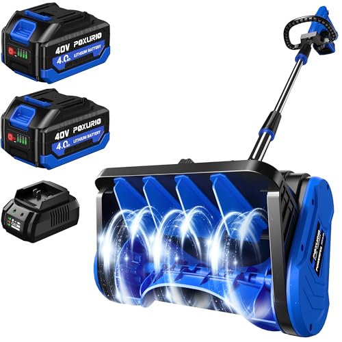 40V Electric Cordless Snow Shovel, 13 Inch Brushless Snow Blower with 2×4.0Ah