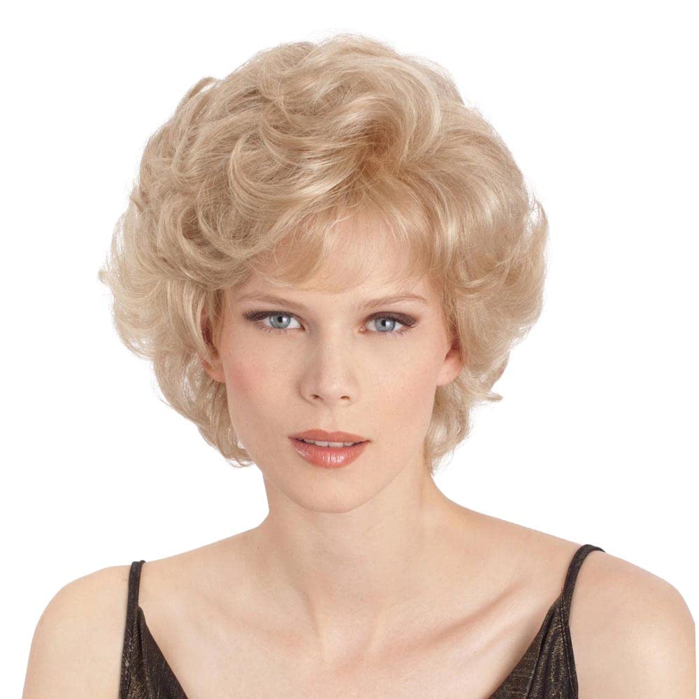 Blonde Short wig, Fluffy Heat Resistant Fibre, Non-Malleable Curly, Natural Look, Elegant for Everyday Use, Costume Cosplay