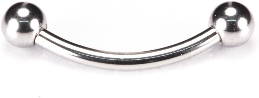 Stainless Steel Curved Barbell Piercing 1.2mm (16g) Gauge, 8mm Length with 3mm Ball by SHOKK