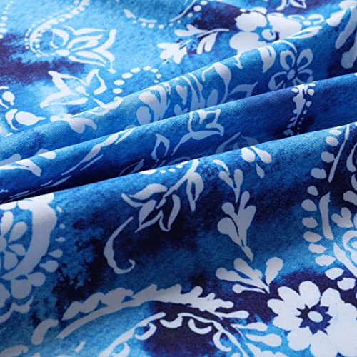 Simmashah Mens Hawaiian Shirt, Short Sleeves Button Down Beach Clothing, Unisex Summer Flamingos Casual Aloha Floral Shirts Paisley Blue S