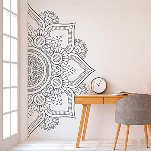 Cokeymove Wall Decal Half Mandala Headboard Wall Sticker Detachable Vinyl Sticker Home Bedroom Bohemian Decor Yoga Wall Sticker Art Living Room Interior Bed Decor Sticker Mural