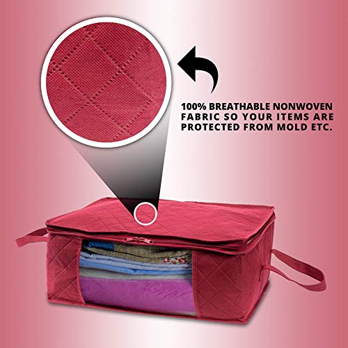Woffit Foldable Storage Bag Organizers, Large Clear Window & Carry Handles, Great for Clothes, Blankets, Towels, Winter & Summer Clothing, Closets, Bedrooms, Under Bed & More