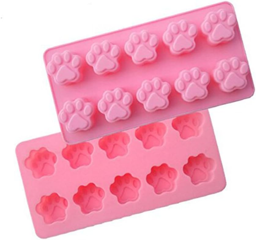 Lymocha 1x Cake Mold Silicone Cat Paw Print 10 Cavity Chocolate Jelly Fondant Ice Cake Mould Homemade Craft DIY Baking Decoration Tools