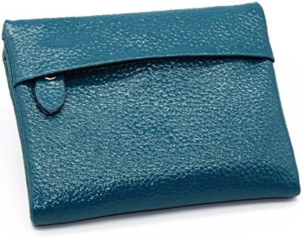 Myzin Women Small Leather Two Fold Wallet with Zipper Pocket (Turquoise Blue)