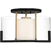 Savoy House 6-1981-1-143 Eaton Traditional Clear/White Opal Chimney Glass Semi-Flush, 1-Light 60 Watt, 10" H x 17" W, Matte B