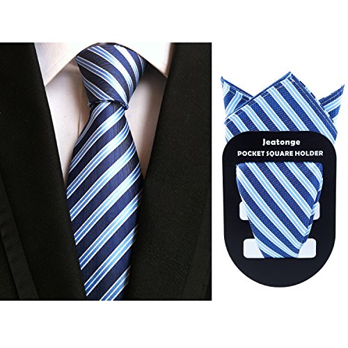 Lot 6 Pcs Mens Ties and 6 Free Matching Pocket Squares, Men's Classic Tie Necktie Woven Jacquard Neck Ties Gift box packing (6+6 style 07)