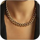 NOKMIT Chunky Cuban Link Curb Chain Necklace for Women Men Dainty 18K Gold Silver Tone Choker Thick Trendy Statement Diamond Cut Punk Hip Hop Cuban Chain Jewelry Gifts Unisex Size 5mm/9mm/13mm/16mm