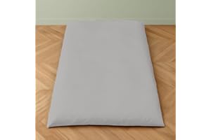YARNS OF COTTON Twin Size Japanese Zippered Futon Covers - 100% Egyptian Cotton 400 Threadcount - Floor Mattress Cover for Traditional Japanese - Super Soft Couch Slipcovers Floor Mats Sofa Protector, Silver