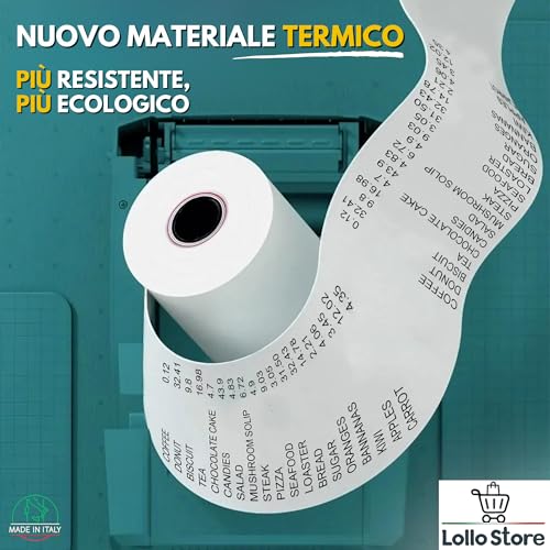 Thermal Paper Rolls 57 x 20 m – Pack of 10 Rolls – BPA Free, High Print Sensitivity – Tax Approved for Cash Registers, Bars and Tobacco – 12 mm Core – Made in Italy