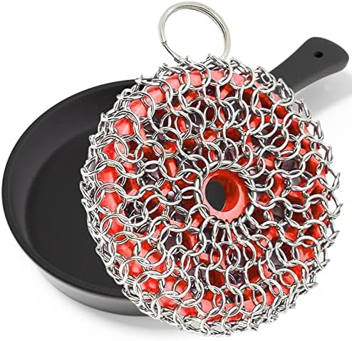 thumbnail image 2 of 4-Inch Chainmail Scrubber For Cast Iron Skillet – Rust-Free Cleaner With Hanging Ring 2 of 2