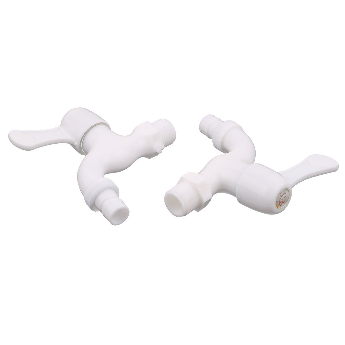 Sourcingmap White 1/2 Inch BSP Water Faucet Plastic Pipe Handle Spigot Water Faucet Tap Replacement 2pcs
