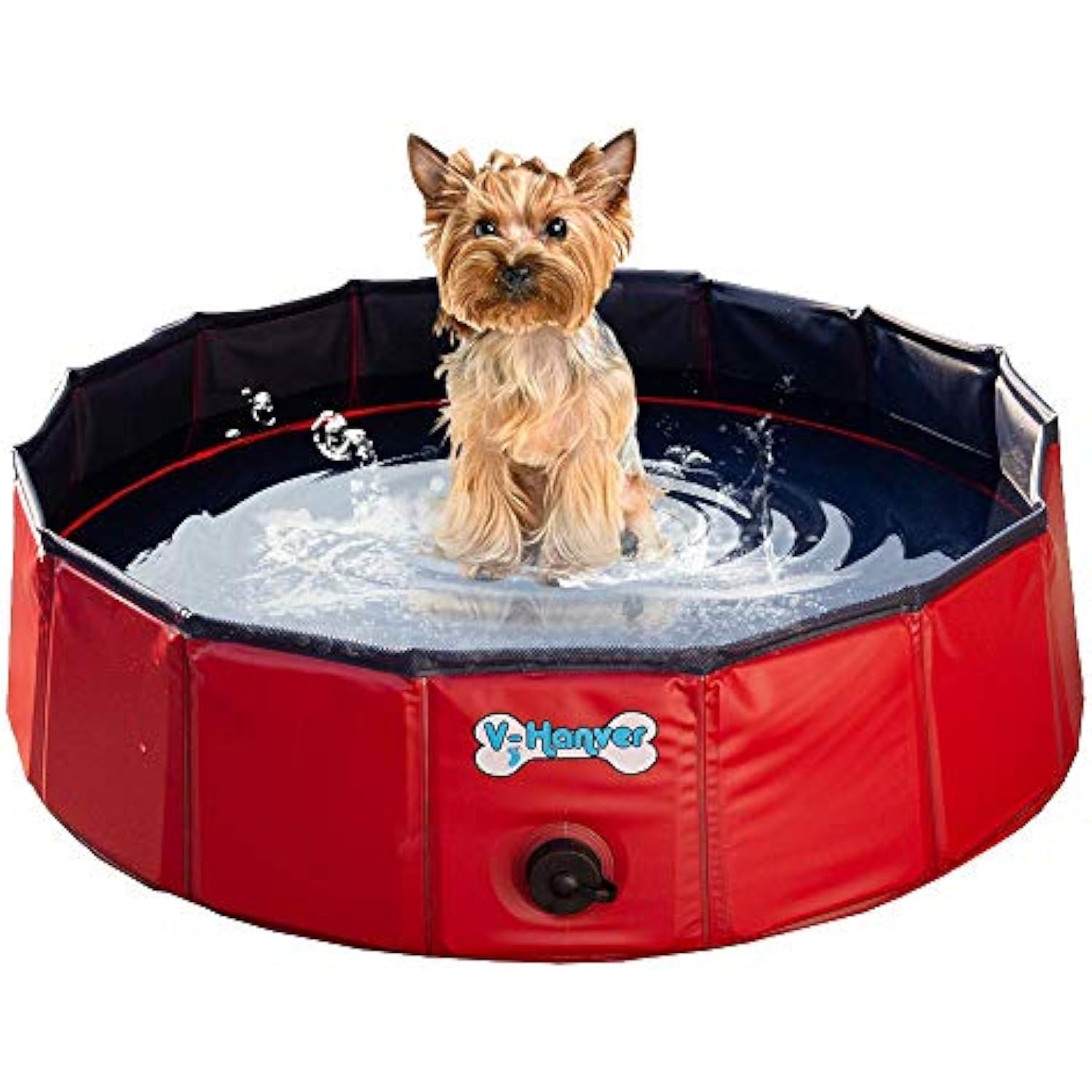 V-HANVER Foldable Dog Pool Hard Plastic Collapsible Pet Bath Tub for