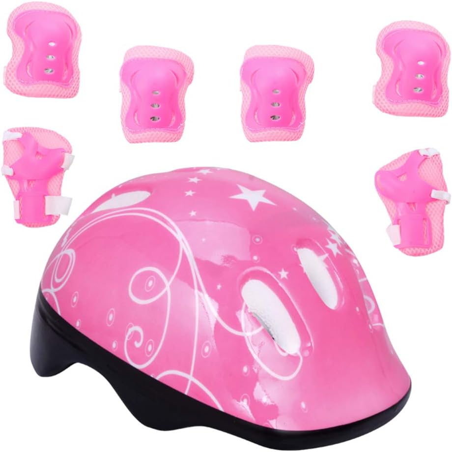 7pcs Kids Knee Pad Skating Helmet Elbow Pads Guards Protective Gear Set for Roller Skates Cycling Bike Skateboard Skatings Scooter Riding - Image 3