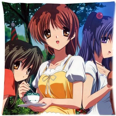 Peach skin DIY Pillow Cases Cover Anime Clannad Custom Cushion s18x18 Inch (Twin sides)
