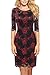 Tuliplazza Women's Crew Floral Lace Sheath Pencil Cocktail Prom Party Midi Dress