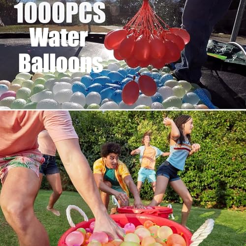 Water Balloons Quick Fill Bulk – 1000 Pack Refill Kit, Fast Fill & Self-Sealing Water Bombs for Kids & Adults,Outdoor Summer Games,Pool, Party & Backyard Fun