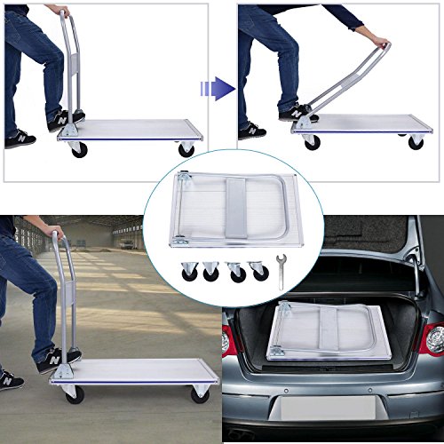 image for Hindom 771 Lbs Folding Platform Truck, Heavy Duty Flatbed Cart with 4 