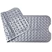 THETIS Homes Bath Tub and Shower Mat, Extra Long 16” x 40” Bathroom Mat with Suction Cups and Drain Holes Gray