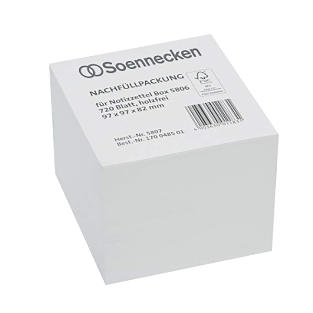 SOE Notizzettelnachfüllpack 5807 97 x 97 x 82 MM White 720Bl Wood- 80 g