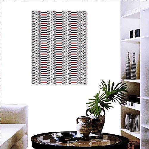 Nautical Personalized Photo to Canvas Print Wall Art Marine Pattern with Stripes Anchors Rope Figures Sailor Symbol Navy Design Wall Sticker Quotes 20"x28" Night Blue Orange