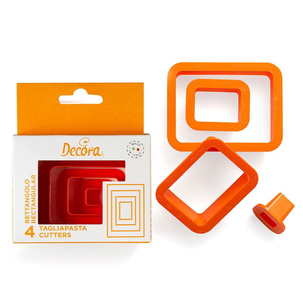 Decora 255309 Set 4 Rectangular Cookie Cutters, Orange, 10 x 10 x 3 cm