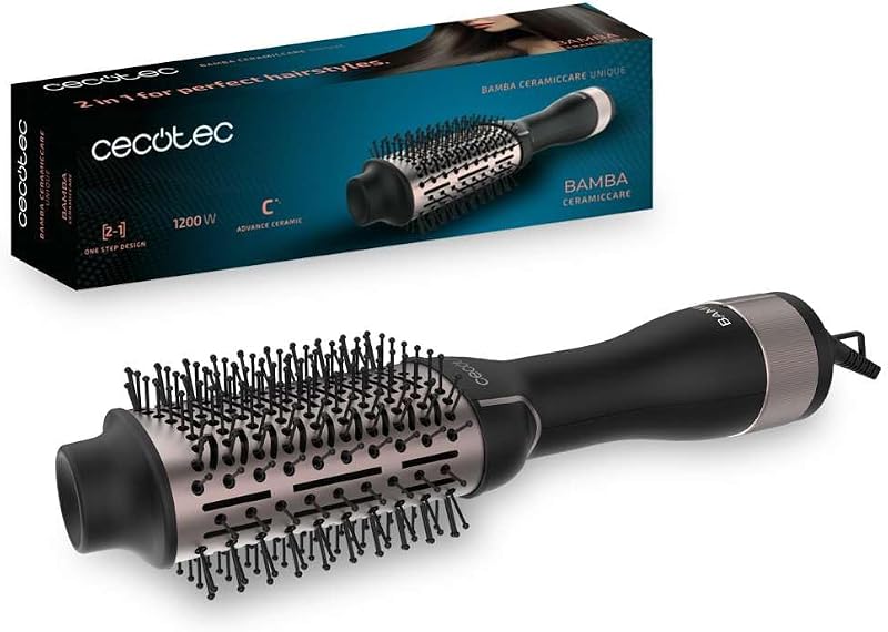 Spazzola Ad Aria Calda e Styler CeramicCare Unique a spazzola con volume unico 1200 W, 2 in 1, rivestimento in ceramica, 2 velocità e 3 temperature, funzione aria fredda